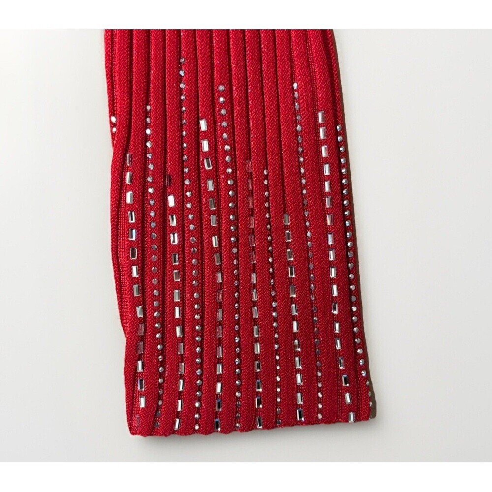 Boston Proper Rhinestone Embellished Mesh Illusion Sweater Women’s, Small, Red - Picture 6 of 10